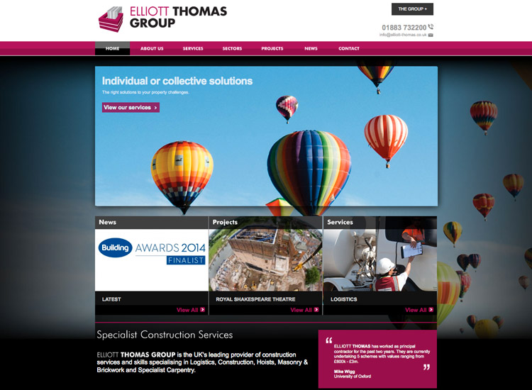 A Hole Productions - Artwork and Design - Elliot Thomas Group - Website